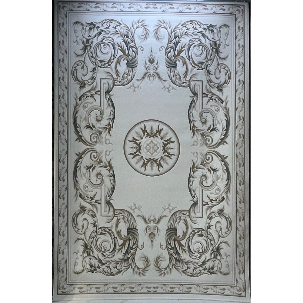 سجاد القصور تركي كراون نقش فرنسي تركي 41170A كريم اخضر مقاس 100*300