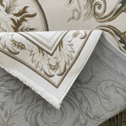 سجاد القصور تركي كراون نقش فرنسي 41170A رصاصي بيج مقاس 400*500