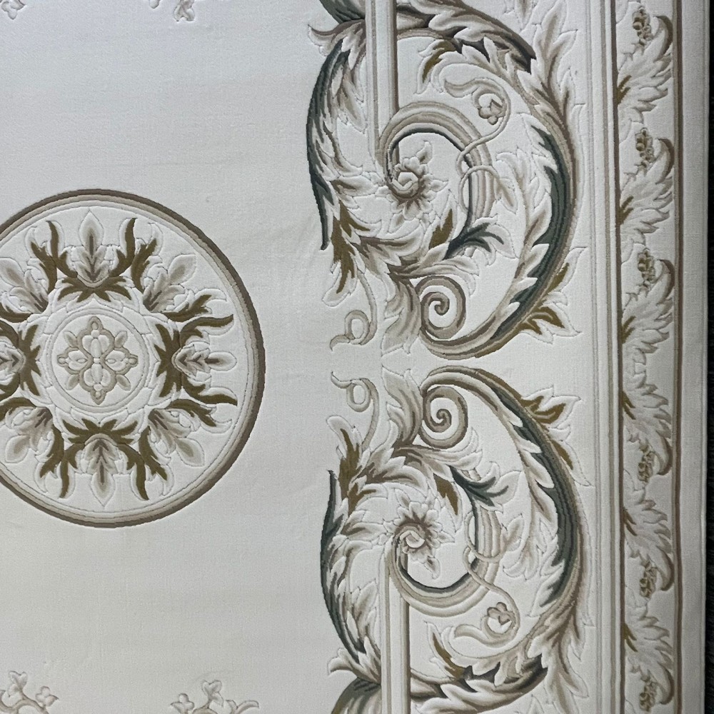 سجاد القصور تركي كراون نقش فرنسي تركي 41170A كريم اخضر مقاس 100*300