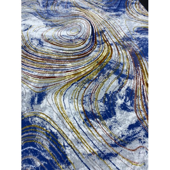 Bulgarian Diamond Silk Carpet H341A Blue and Gray