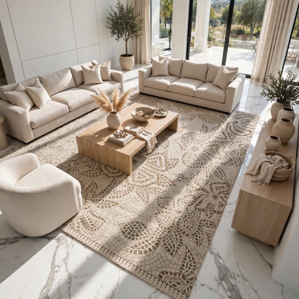 Turkish rugs Modern floward N0691A beige size 80*150