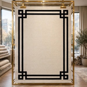 سجاد تركي اطار برواز فريم F494A كريم اسود مقاس 100*300