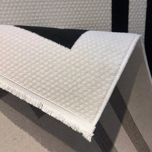 سجاد تركي اطار برواز فريم F494A كريم اسود مقاس 100*300