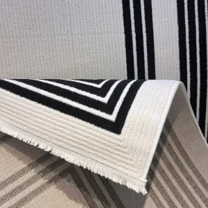 سجاد تركي اطار برواز فريم F498A كريم اسود مقاس 100*200