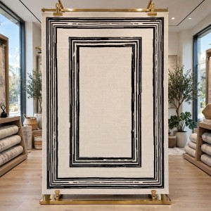 سجاد تركي اطار برواز فريم F499A كريم اسود مقاس 250*350