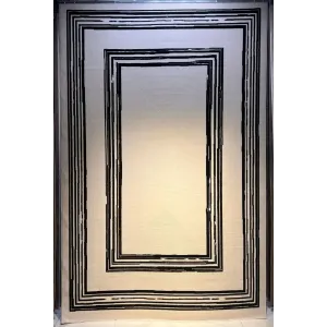 سجاد تركي اطار برواز فريم F499A كريم اسود مقاس 100*200