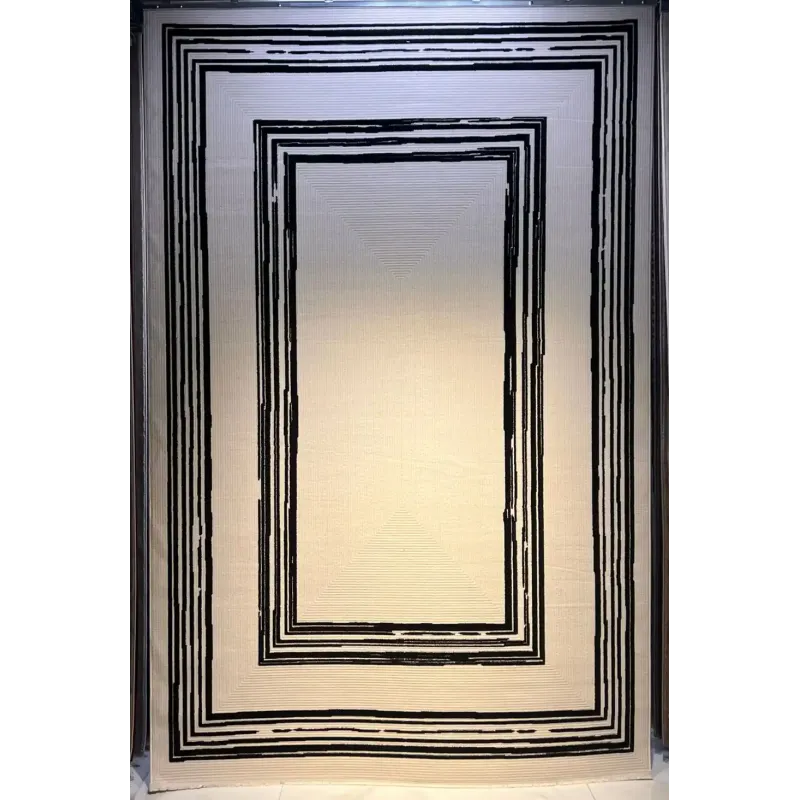 سجاد تركي اطار برواز فريم F499A كريم اسود مقاس 100*200