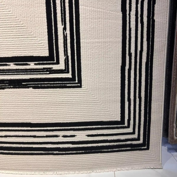 سجاد تركي اطار برواز فريم F499A كريم اسود مقاس 250*350