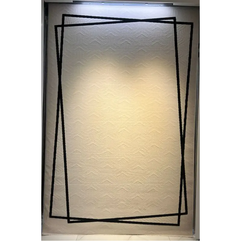 سجاد تركي اطار برواز فريم F602A كريم اسود مقاس 100*200
