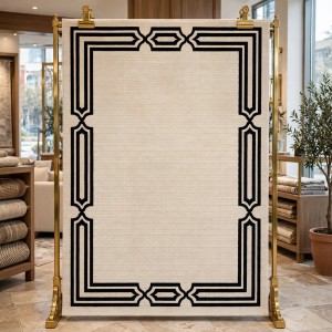 Turkish rug frame F604A cream black size 80*150