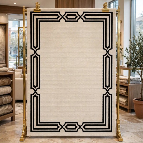 Turkish rug frame F604A cream black size 150*220