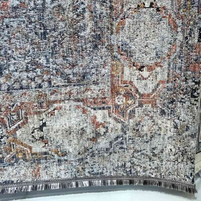 سجاد تركي هانوفر B595B رصاصي فاتح مولتي روز مقاس 80*150