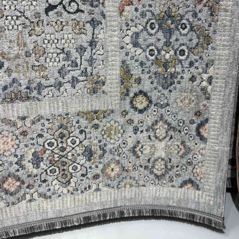 سجاد تركي هانوفر KC17A رصاصي فاتح مولتي روز مقاس 80*150