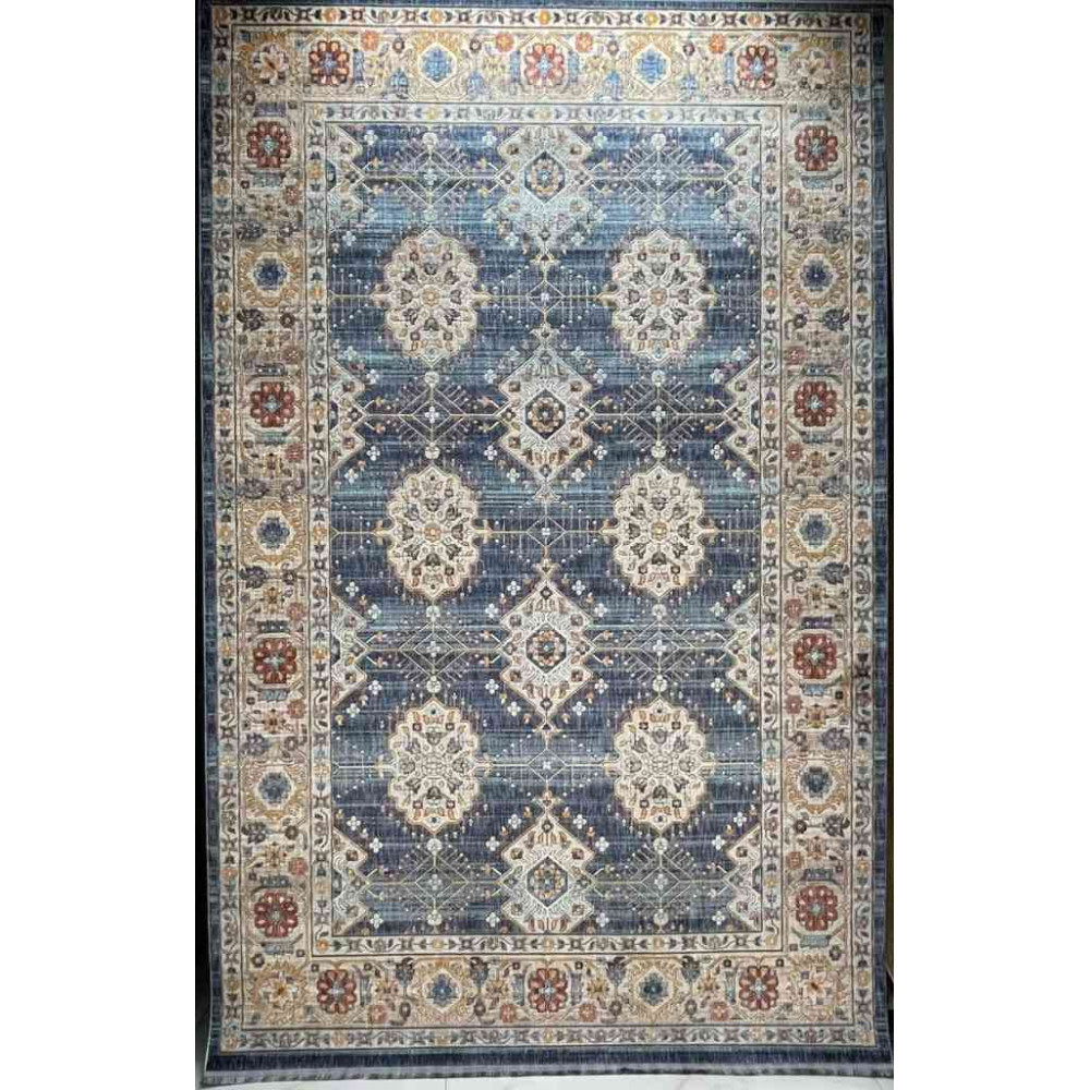 سجاد تركي هانوفر KM69A ازرق غامق كريم مقاس 300*400