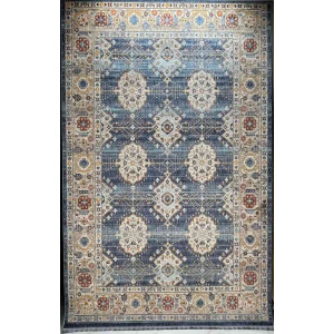 سجاد تركي هانوفر KM69A ازرق غامق كريم مقاس 300*400