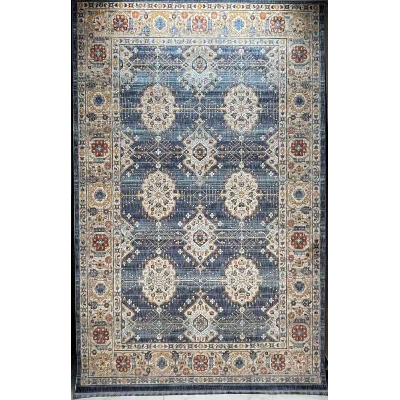 سجاد تركي هانوفر KM69A ازرق غامق كريم مقاس 100*300
