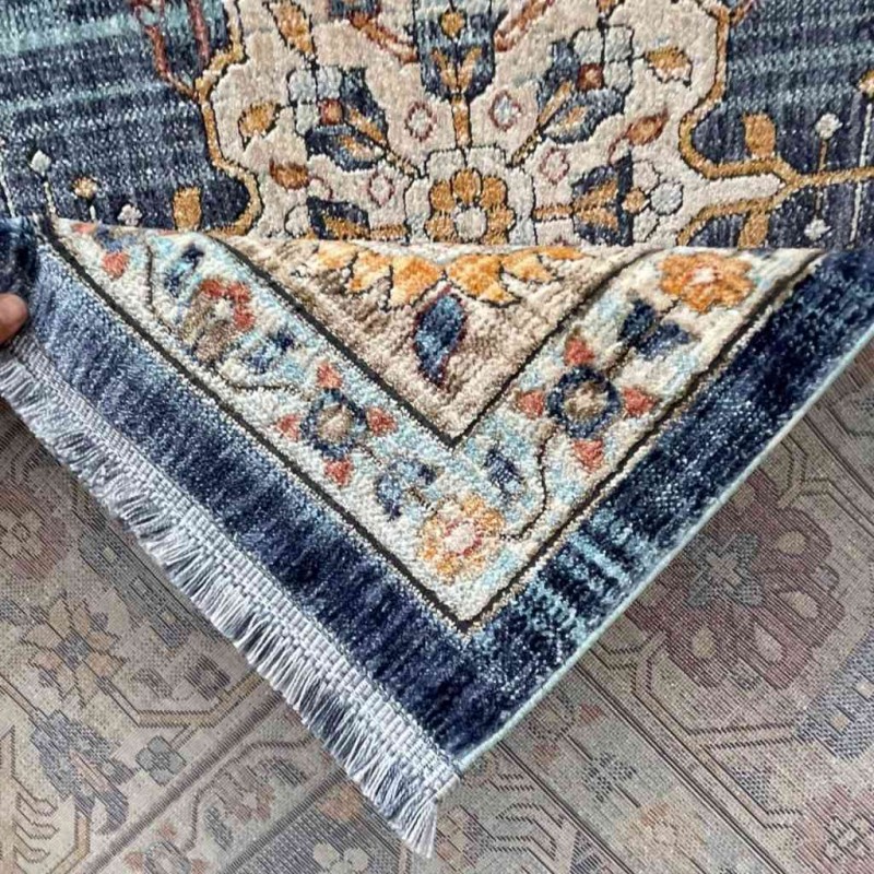 سجاد تركي هانوفر KM69A ازرق غامق كريم مقاس 100*300