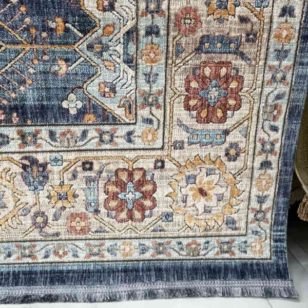 سجاد تركي هانوفر KM69A ازرق غامق كريم مقاس 120*170