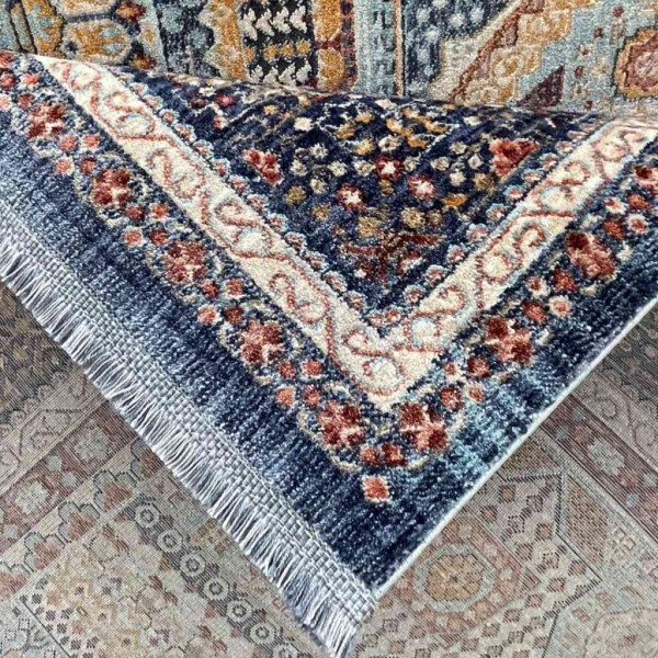 Turkish rugs Hanover KM80A TURQUOISE Dark BLUE Size 80*150