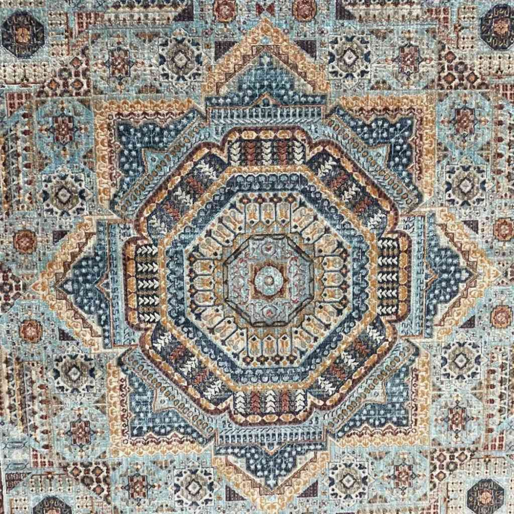 سجاد تركي هانوفر KM80A تركواز ازرق غامق مقاس 80*150