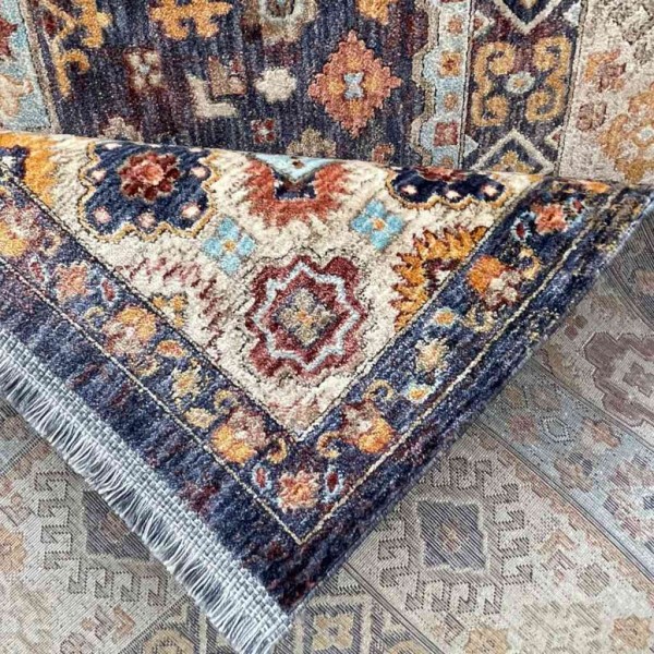 سجاد تركي هانوفر KM87A كريم ازرق غامق مقاس 250*350