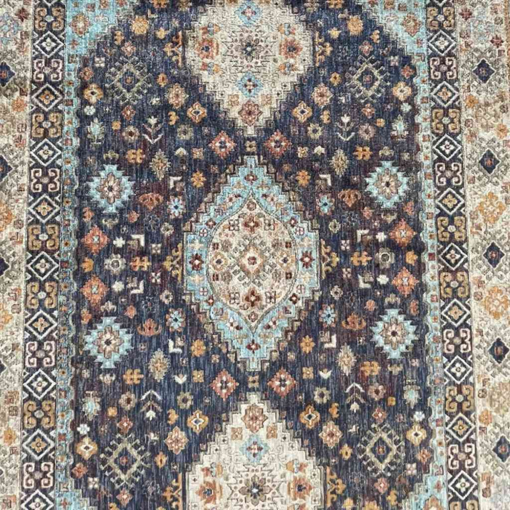 سجاد تركي هانوفر KM87A كريم ازرق غامق مقاس 300*400