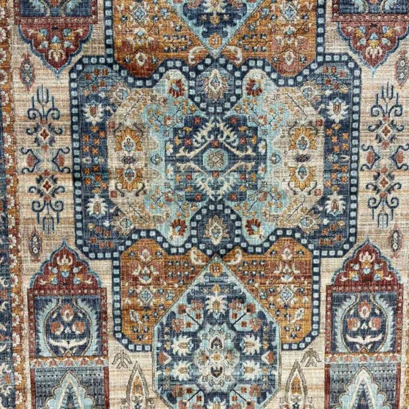 سجاد تركي هانوفر KM89A كريم تركواز مقاس 100*200