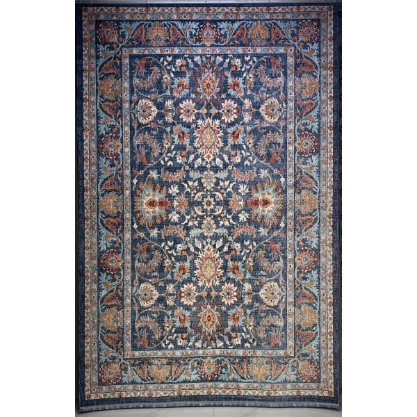 Turkish rugs Hanover KM79A Dark blue cream Size 150*220