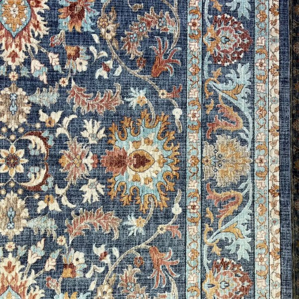 Turkish rugs Hanover KM79A Dark blue cream Size 150*220
