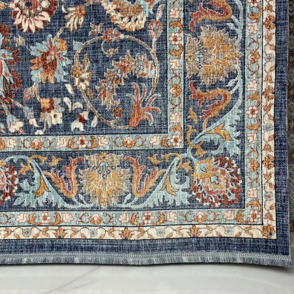 Turkish rugs Hanover KM79A Dark blue cream Size 150*220
