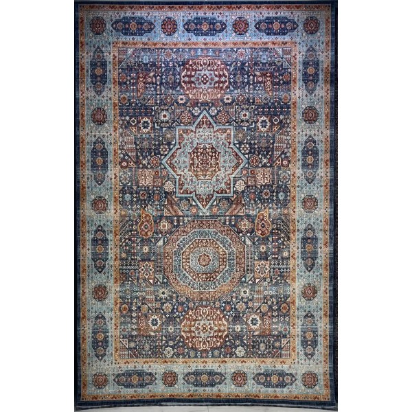 Turkish rugs Hanover KM82A Dark blue turquoise Size 150*220
