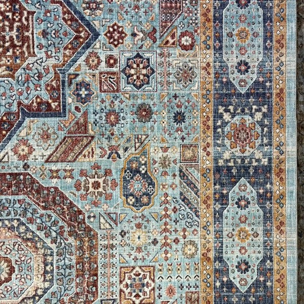 Turkish rugs Hanover KM82A turquoise Dark blue Size 200*300