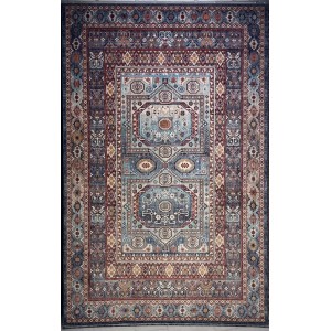 سجاد تركي هانوفر KM90A سماوي غامق احمر مقاس 300*400