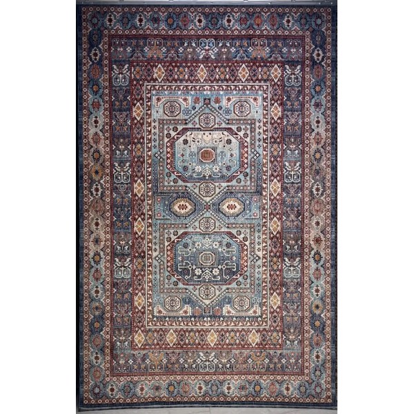 سجاد تركي هانوفر KM90A سماوي غامق احمر مقاس 300*400