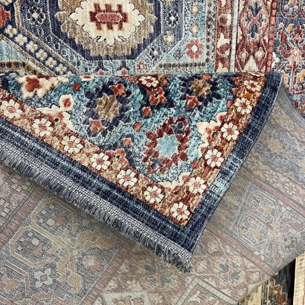 سجاد تركي هانوفر KM90A سماوي غامق احمر مقاس 300*400