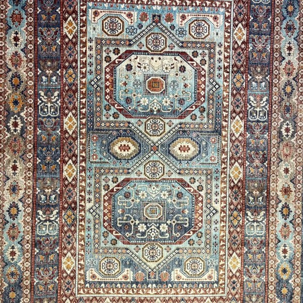 سجاد تركي هانوفر KM90A سماوي غامق احمر مقاس 300*400