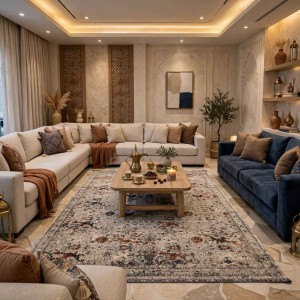سجاد تركي هانوفر KR19A بيج رصاصي غامق مقاس 150*220