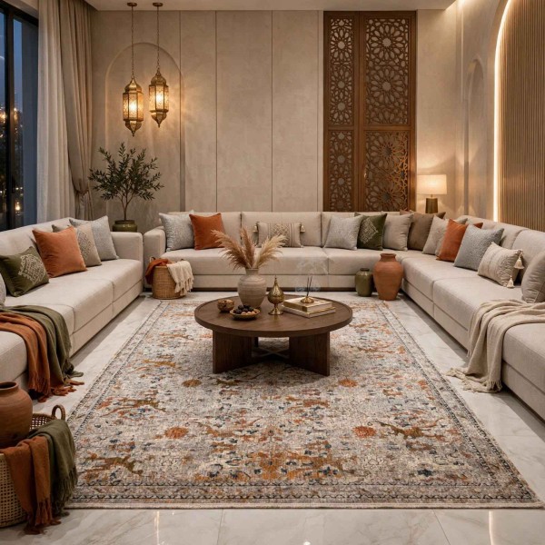 سجاد تركي هانوفر KR19A بيج برتقالي مقاس 150*220