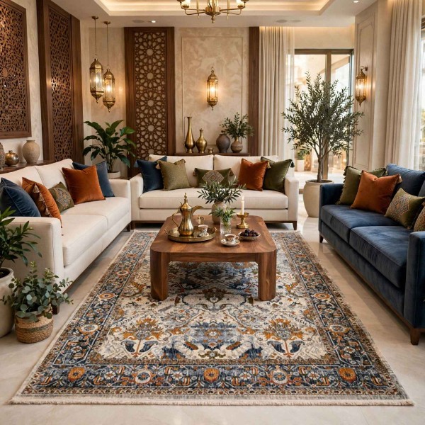 Türkiye Hannover Bohemian Rugs KR28A BEIGE MULTI AQUA Size 200*300