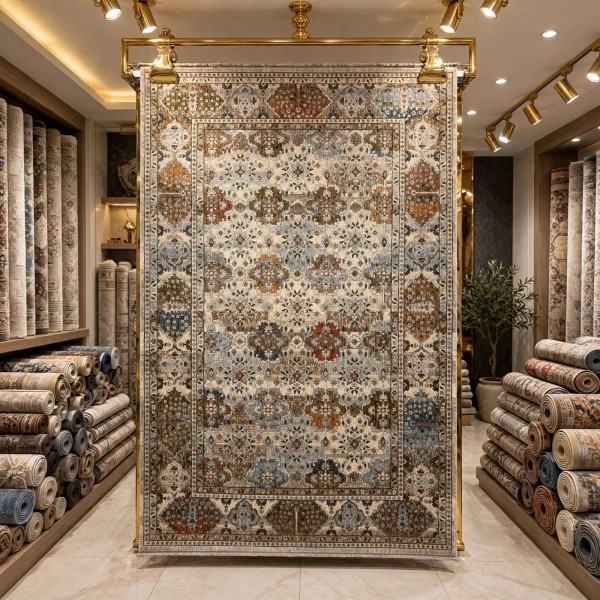 سجاد هانوفر بوهيمي تركي KR29A بيج اخضر مقاس 200*300