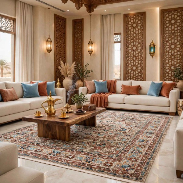 سجاد هانوفر بوهيمي تركي KR31A بيج احمر مقاس 250*350