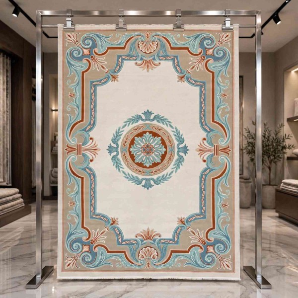 سجاد تركي هيلتون 43759A كريم اكوا مقاس 250*350