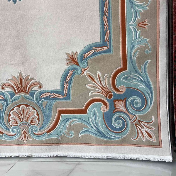 سجاد تركي هيلتون 43759A كريم اكوا مقاس 250*350
