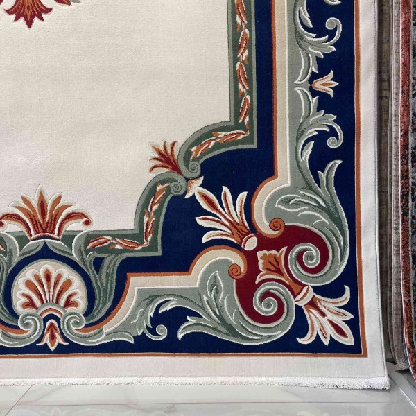 سجاد تركي هيلتون 43759A كحلي اخضر مقاس 250*350