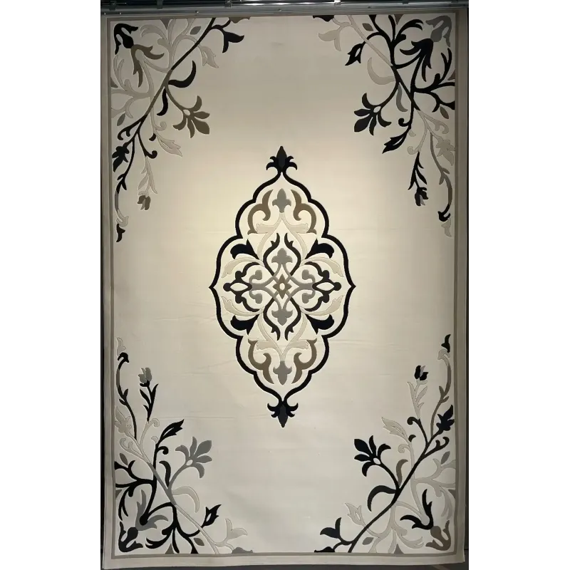 Iris Turkish Rug N0597A black Size 400*500 - French Oriental Rugs