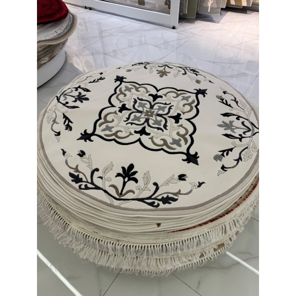 Iris Turkish Rug N0597A black Round Size 200*200