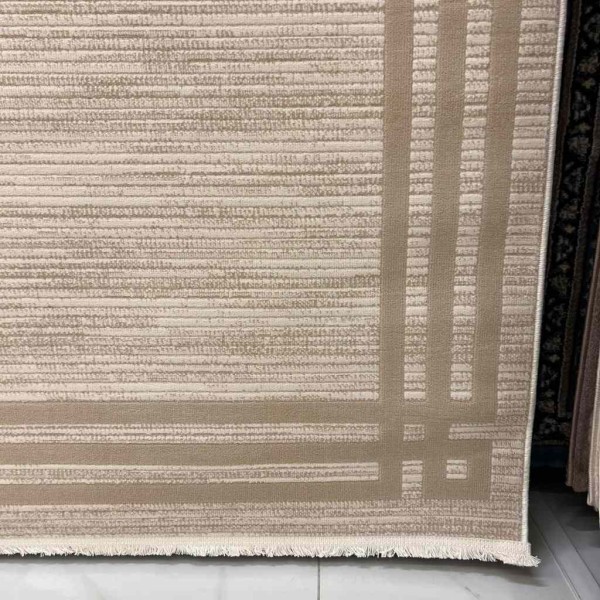 Modern Turkish Hotel Rugs Lauren F414C Cream Beige Size 80*150