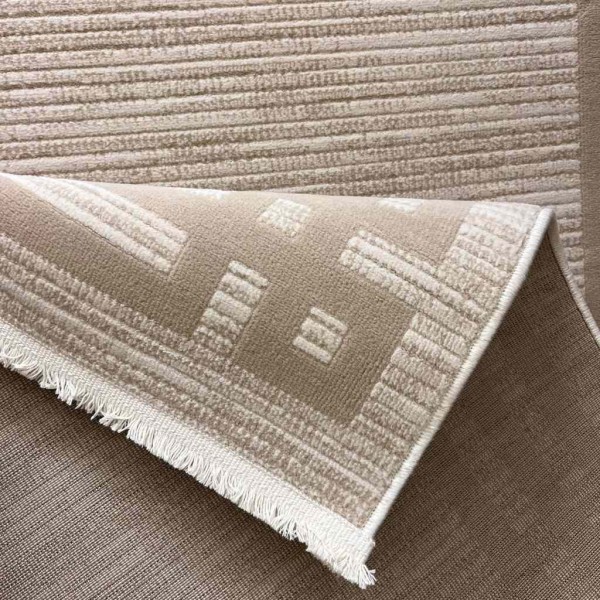 Modern Turkish Hotel Rugs Lauren F414C Cream Beige Size 80*150