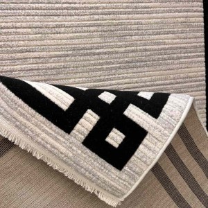 Modern Turkish Hotel Rugs Lauren F414C Cream black Size 300*400