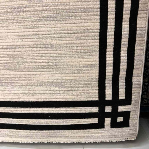 Modern Turkish Hotel Rugs Lauren F414C Cream black Size 80*150